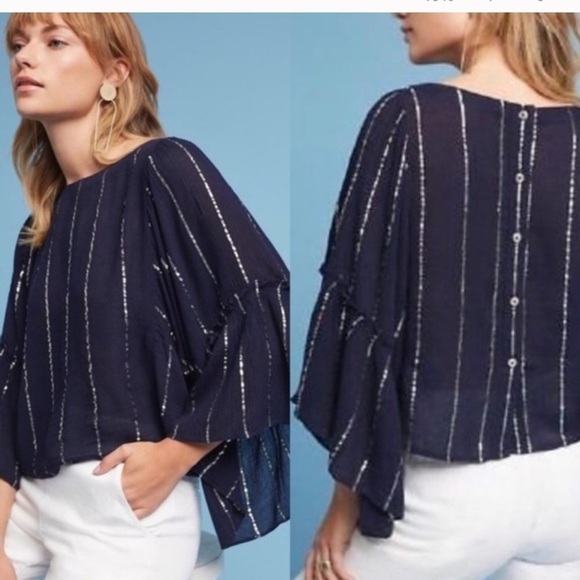 Floreat for Anthropologie bell sleeve top - Picture 3 of 7